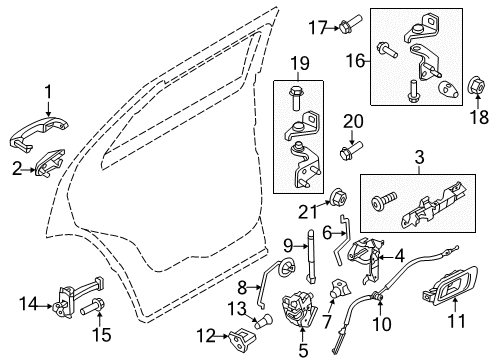 2014 Ford Explorer Rear Door - Lock & Hardware Diagram