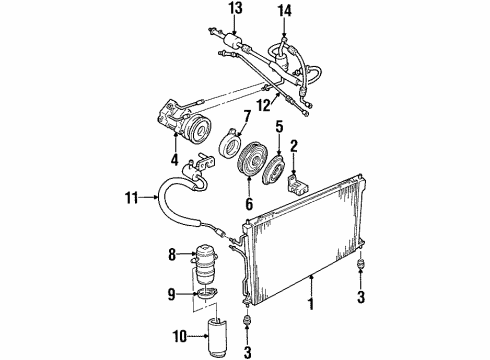 1999 Lincoln Town Car A/C Condenser, Compressor & Lines Diagram