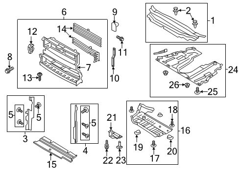 2019 Ford SSV Plug-In Hybrid Splash Shields Diagram