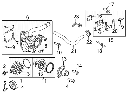 2023 Lincoln Corsair Water Outlet Connect Adaptor Diagram for K2GZ-8K556-B