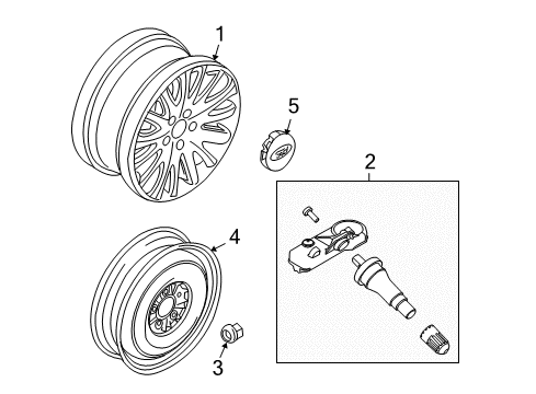 2012 Ford Fusion Wheel Cover Diagram for 9E5Z-1130-A