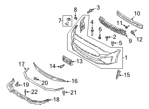 2019 Ford Mustang Bumper Assembly - Front Diagram for JR3Z-17D957-DAPTM