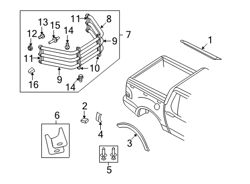 2007 Ford Explorer Sport Trac Exterior Trim - Pick Up Box Diagram