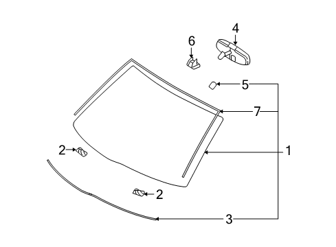 2009 Mercury Sable Windshield Glass, Reveal Moldings Diagram