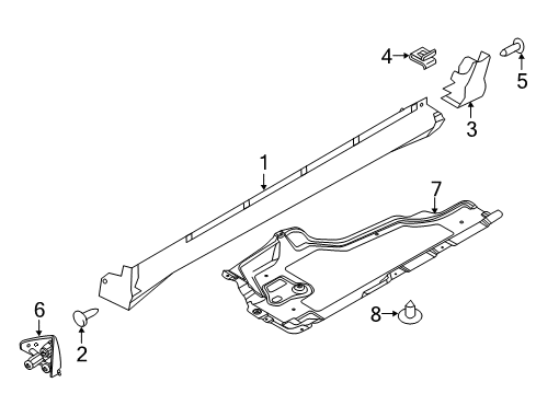 2012 Ford Edge Exterior Trim - Pillars, Rocker & Floor Diagram