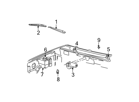 2001 Ford Explorer Windshield - Wiper & Washer Components Diagram