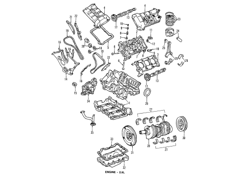 1996 Ford Contour Engine Parts & Mounts, Timing, Lubrication System Diagram 3 - Thumbnail