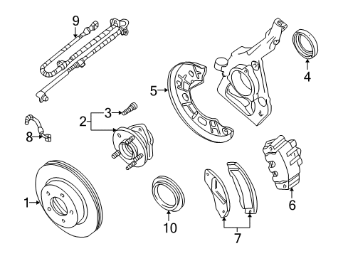 2002 Mercury Mountaineer Front Brakes Diagram 2 - Thumbnail