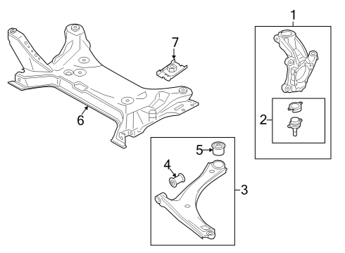 2023 Ford E-Transit Front Suspension, Lower Control Arm, Stabilizer Bar, Suspension Components Diagram