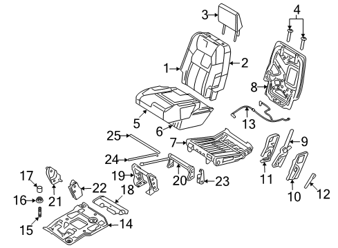 2009 Mercury Mountaineer Rear Seat Cushion Pad Diagram for 6L2Z-7863841-BA