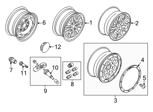 2012 Ford F-150 Wheels, Covers & Trim Diagram 9 - Thumbnail