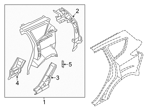 2015 Ford Escape Reinforcement - Wheelhouse Diagram for CJ5Z-7828128-A