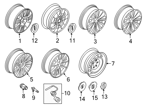 2016 Lincoln Navigator Wheel Assembly Diagram for 2L7Z-1015-BA