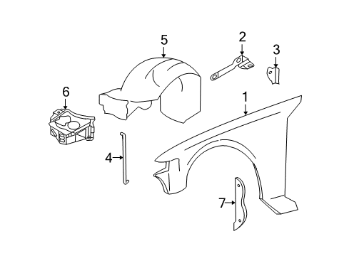 2003 Lincoln Town Car Fender & Components Diagram