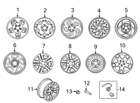 2009 Ford Ranger Wheel Assembly Diagram for 6L5Z-1007-BA