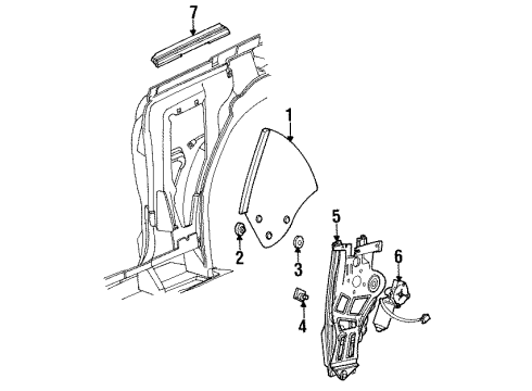 1998 Ford Mustang Weatherstrip - Fixed Glass Diagram for F4ZZ-76297B06-A