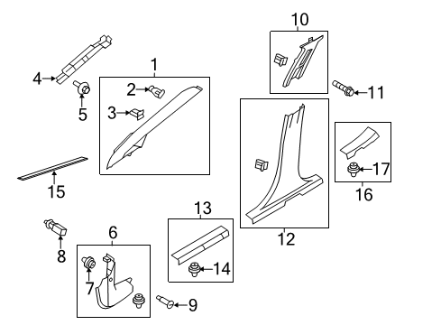 2013 Ford Fiesta Interior Trim - Pillars, Rocker & Floor Diagram 1 - Thumbnail