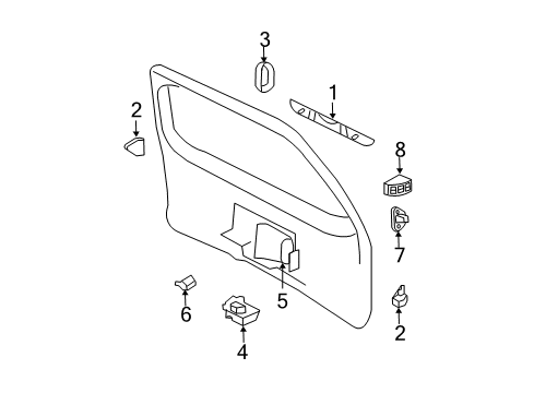 2004 Ford Expedition Handle With Lock Cylinder And Keys Diagram for 6L1Z-7843400-BKPTM