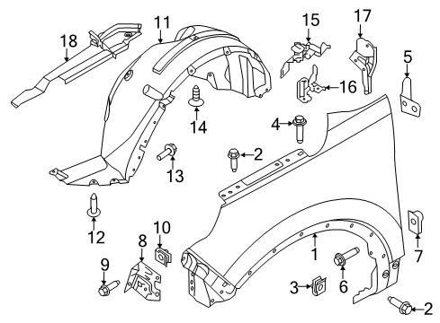 2019 Ford Explorer Fender & Components Diagram