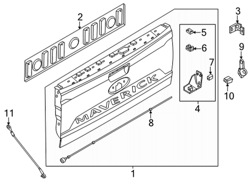 2023 Ford Maverick CABLE ASY - TAILGATE SUPPORT Diagram for NZ6Z-6043052-A