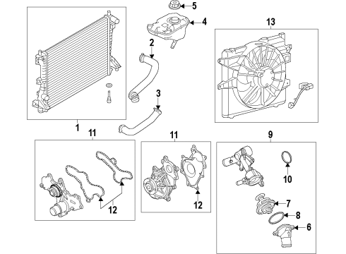 2014 Ford Mustang Cooling System, Radiator, Water Pump, Cooling Fan Diagram 4 - Thumbnail