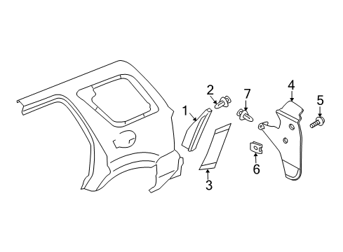 2010 Mercury Mariner Exterior Trim - Quarter Panel Diagram