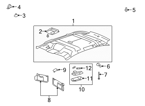 2007 Lincoln MKX Interior Trim - Roof Diagram