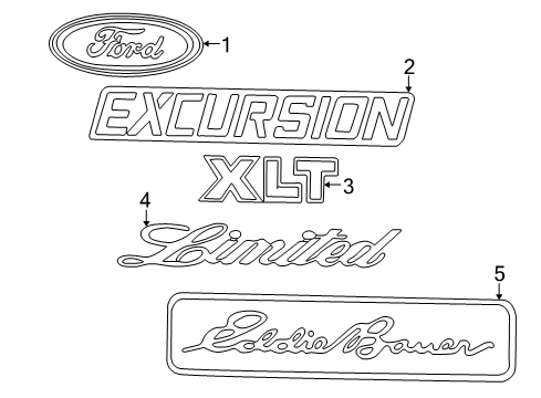 2001 Ford Excursion Exterior Trim - Back Door Diagram