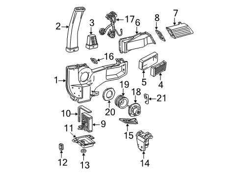 2004 Ford E-350 Super Duty A/C Evaporator & Heater Components Diagram 1 - Thumbnail