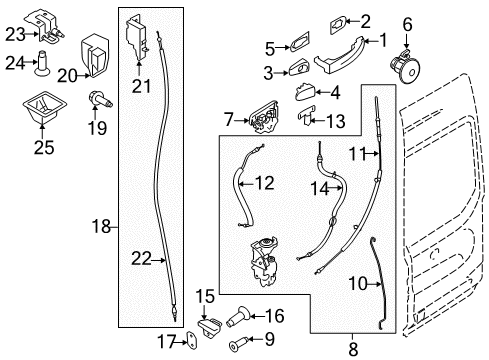 2020 Ford Transit-350 HD Back Door - Lock & Hardware Diagram 2 - Thumbnail