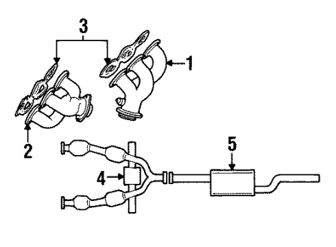 1997 Ford Mustang Exhaust Components, Exhaust Manifold Diagram 1 - Thumbnail