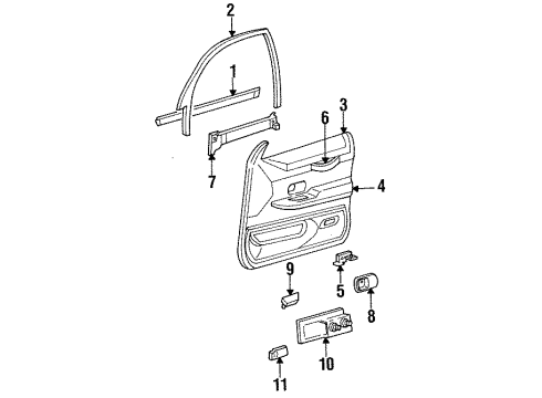 1996 Mercury Grand Marquis Interior Trim - Front Door Diagram