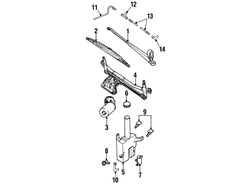 1998 Ford Contour Wiper Blade Assembly Diagram for F8OZ-17528-AB