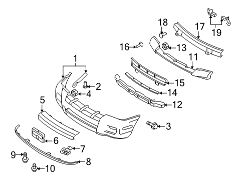 2006 Mercury Mountaineer Kit - Bumper Repair Diagram for 6L2Z-17N775-B