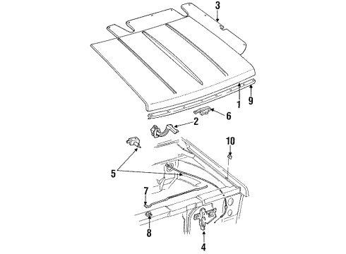 1992 Ford Explorer Hood & Components Diagram