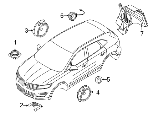 2019 Lincoln MKC Speaker Assembly Diagram for EJ7Z-18808-R