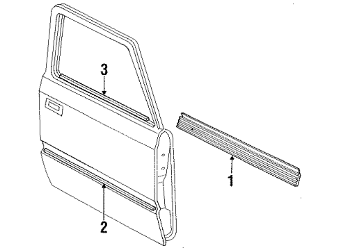 1990 Ford Escort Door & Components, Exterior Trim Diagram