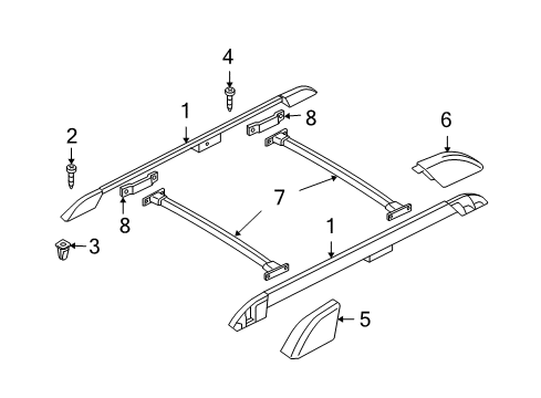 2012 Ford Expedition Rail - Roof Rack Side Diagram for 7L1Z-4055114-CA