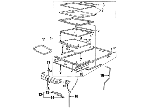 1995 Mercury Villager Weatherstrip Sliding Roof Diagram for F3XY12502A90A