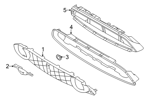 2014 Ford Mustang Grille & Components Diagram 1 - Thumbnail