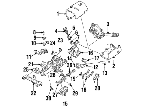 1996 Ford Thunderbird Shroud Assembly - Steering Column Diagram for F4SZ-3530-D