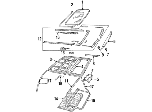 1997 Lincoln Continental Retainer - Roof Headlining Diagram for F6OZ-5452124-AA