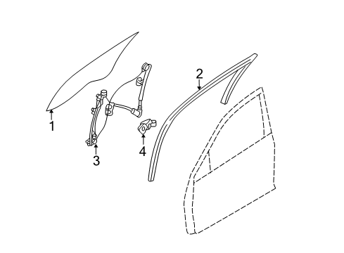 2010 Mercury Milan Front Door - Glass & Hardware Diagram