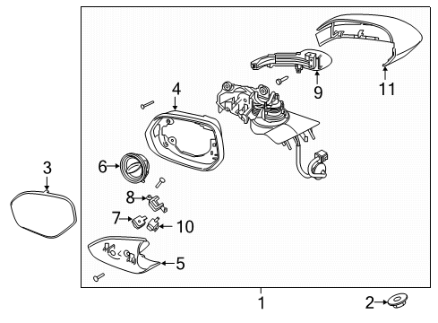 2020 Lincoln Corsair Outside Mirrors Diagram 1 - Thumbnail