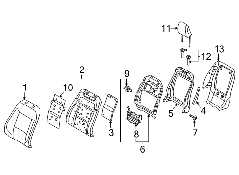 2022 Ford Explorer HEADREST - COVER AND PAD Diagram for LB5Z-78611A08-DN