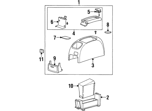 2000 Ford Windstar Console Assembly Diagram for XF2Z16045A36AAA