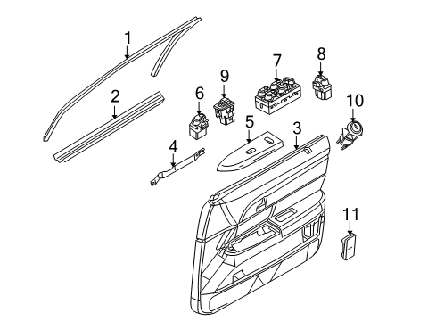 2008 Mercury Grand Marquis Panel Assembly - Door Trim Diagram for 7W3Z-5423942-AB