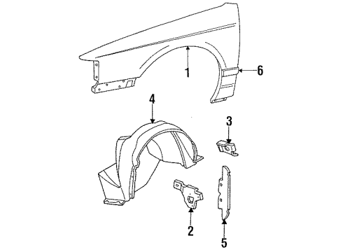 1993 Ford Thunderbird Bracket Fender Mounting Diagram for F3LY16D157A