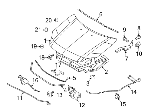 2011 Lincoln MKZ Hood & Components, Body Diagram 2 - Thumbnail