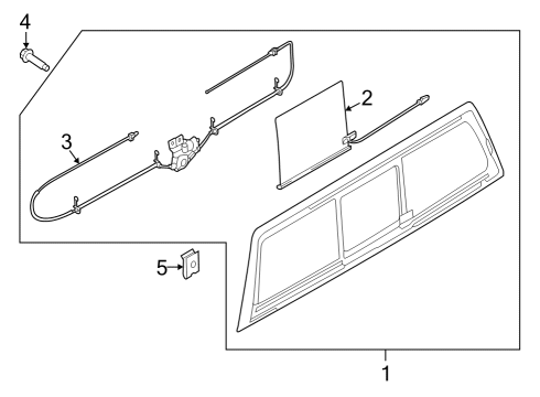 2023 Ford F-150 Lightning Glass & Hardware - Back Glass Diagram